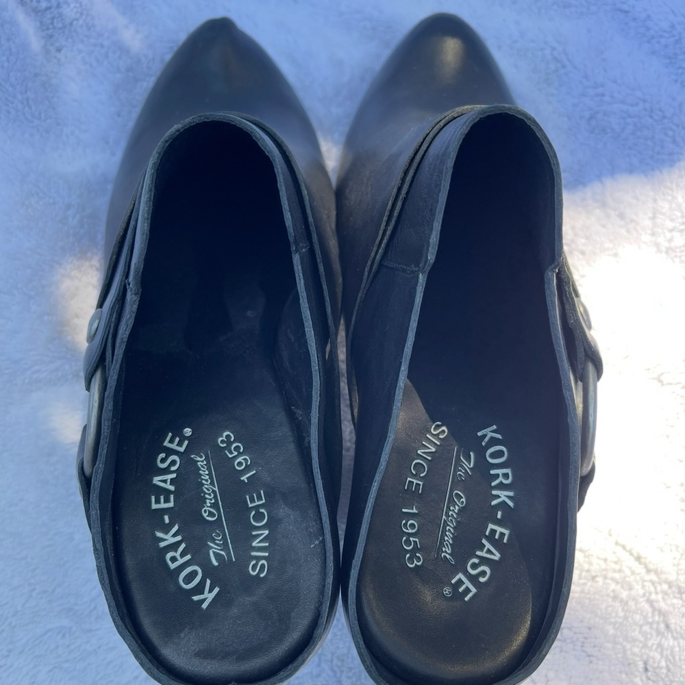 Kork-Ease Black Leather Mules Classic Slip-On Design